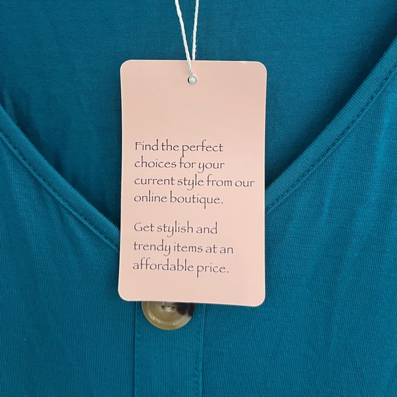 NWT Voianlimo (Amazon) Women's 3X Blue/Green Short Sleeve V-Neck Midi Dress - Picture 3 of 9